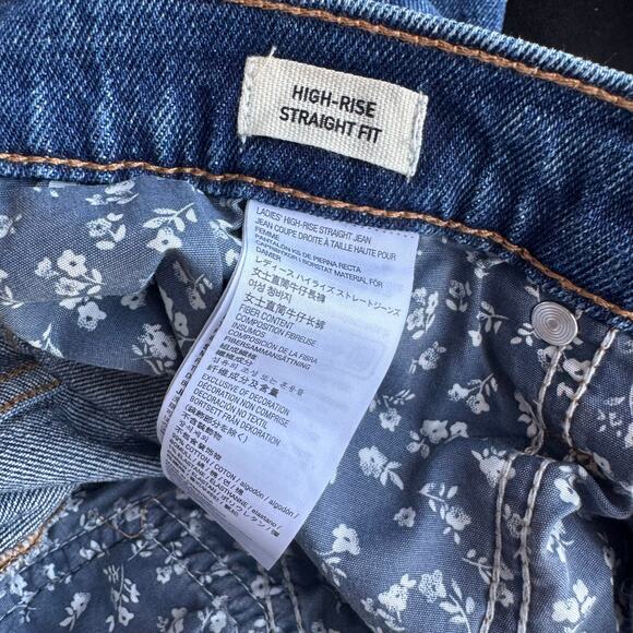 Kirkland Signature High Rise Straight Leg Jeans 10 Dark Wash Mom Jeans Whiskered - Picture 4 of 6